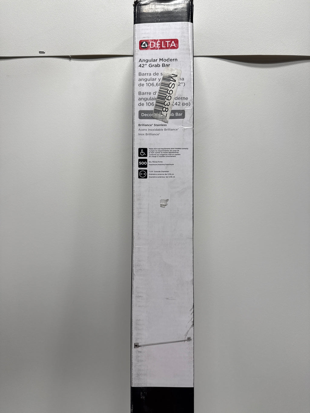 Delta 41942 42" Grab Bar with Concealed Mounting Angular Modern Design Brilliance Stainless Bathroom Hardware and Accessories Bathroom Safety