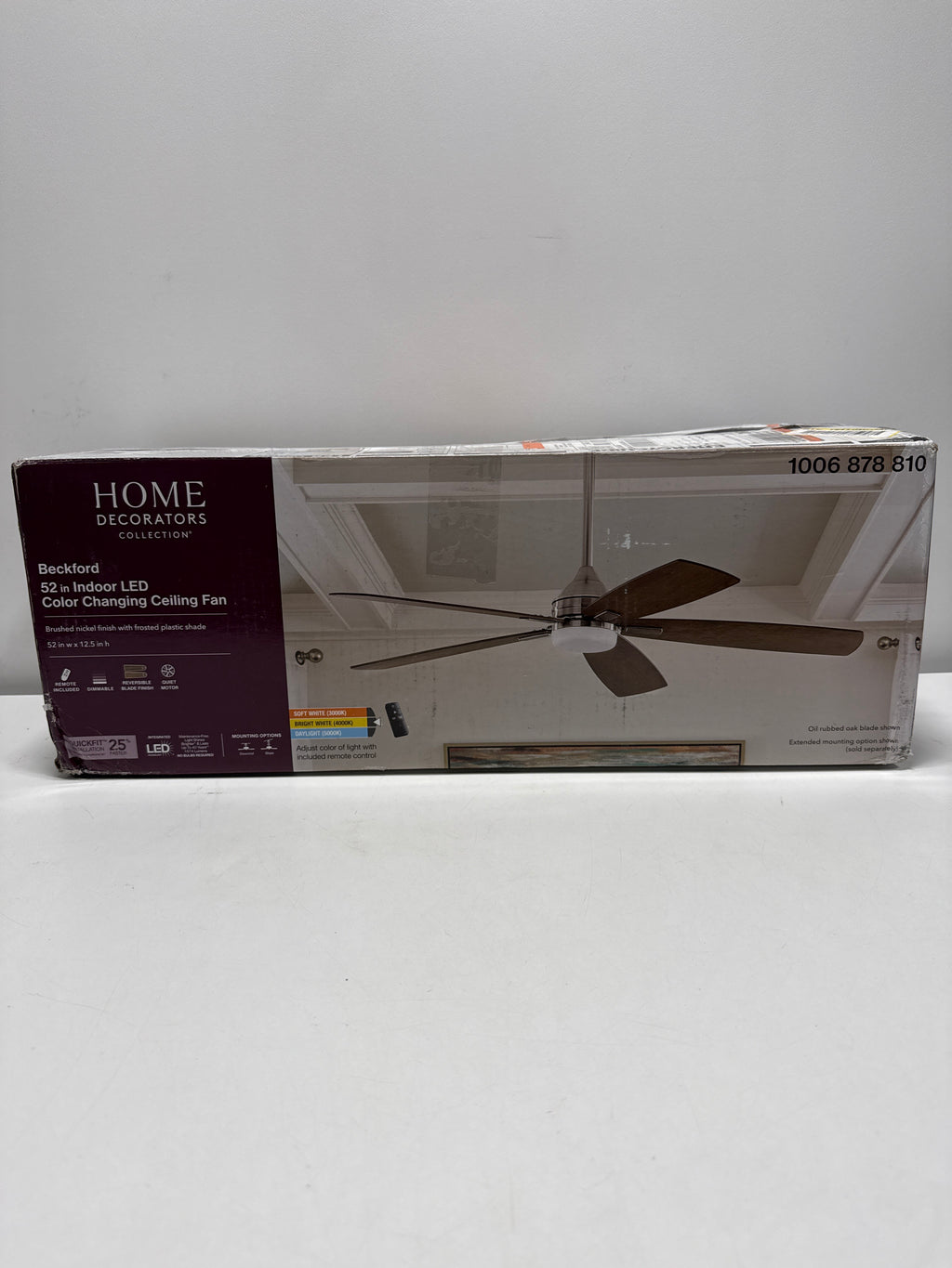 Beckford 52 in. Indoor Brushed Nickel Ceiling Fan with Adjustable White Integrated LED with Remote Control Included