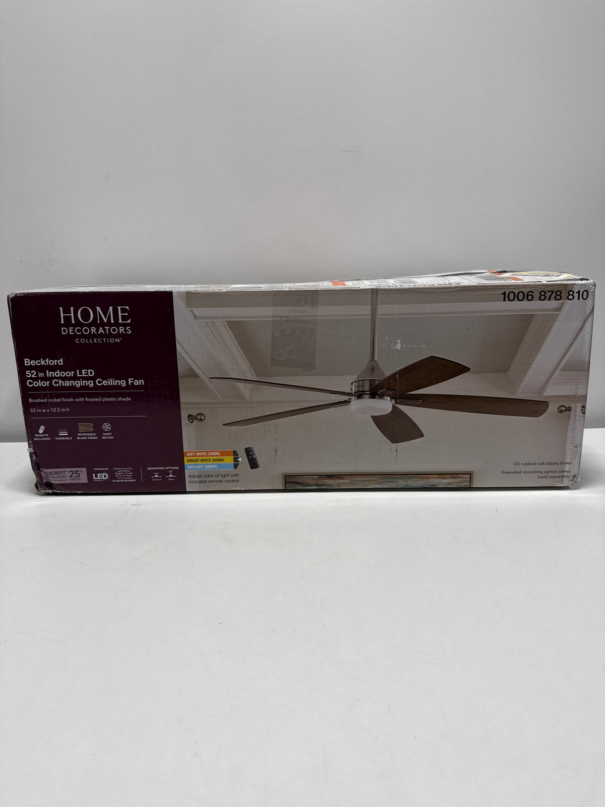 Beckford 52 in. Indoor Brushed Nickel Ceiling Fan with Adjustable White Integrated LED with Remote Control Included