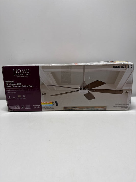 Beckford 52 in. Indoor Brushed Nickel Ceiling Fan with Adjustable White Integrated LED with Remote Control Included