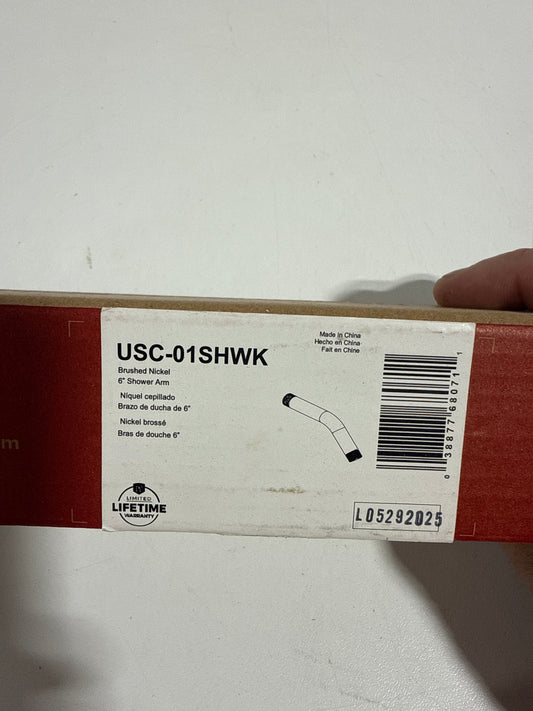 Pfister USC-01SHW Universal 6" Curved Shower Arm Brushed Nickel Bath