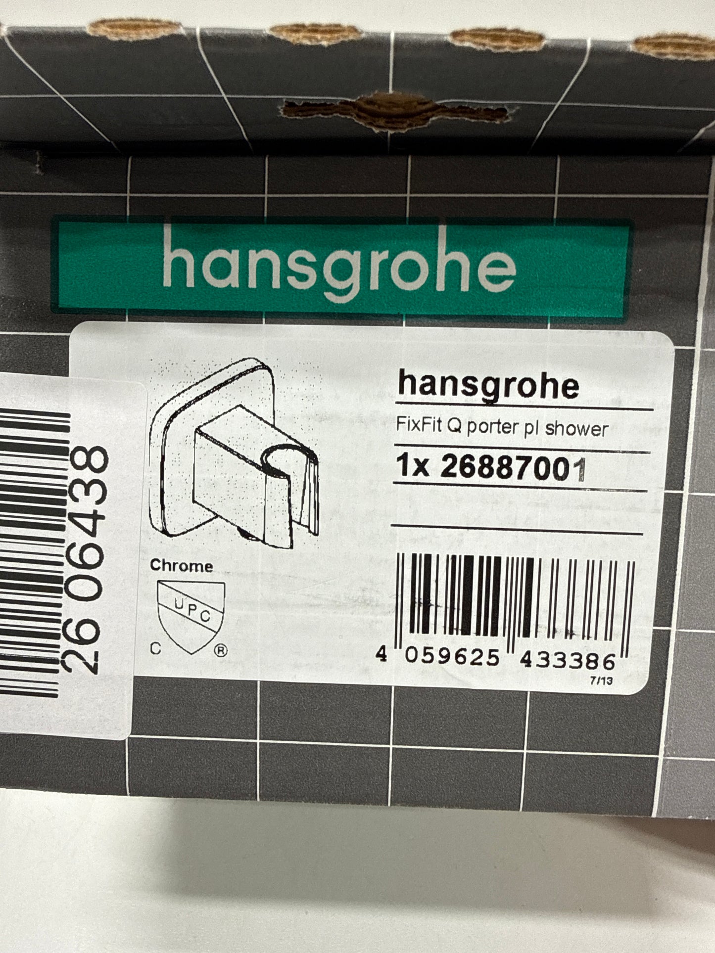 hansgrohe FixFit Q Handheld Shower Wall Outlet 1/2-inch Thread Connection in Chrome, 26887001