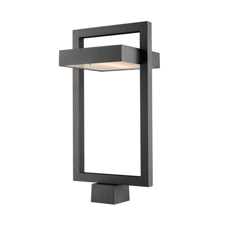 Luttrel 1-Light 21.62 in. Black Aluminum Hardwired Outdoor Post Light with Square Standard Fitter with Integrated LED