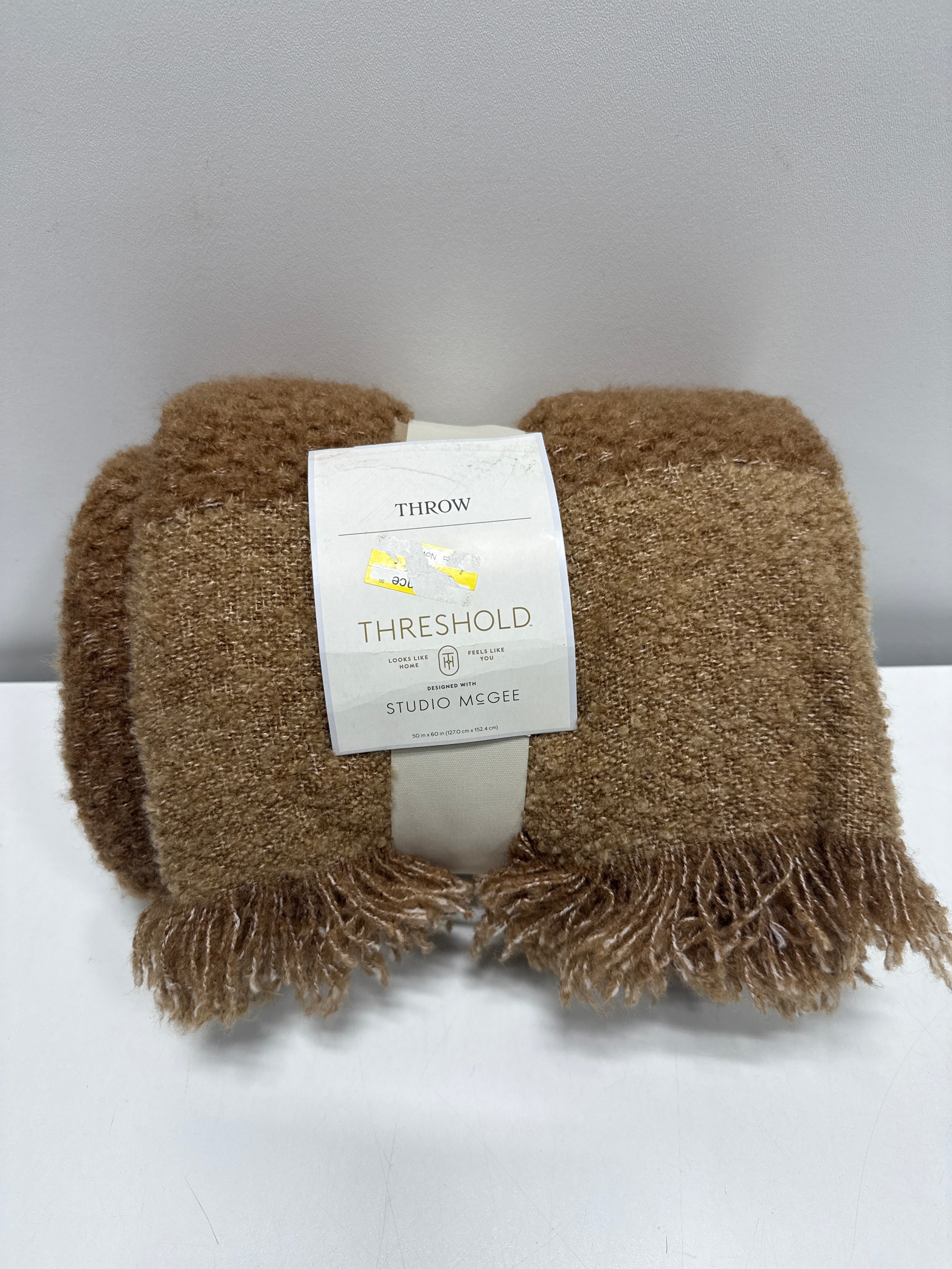 50’’x60’’ Tonal Woven Boucle Throw Blanket Tan - Threshold Designed with Studio McGee - *Bedding