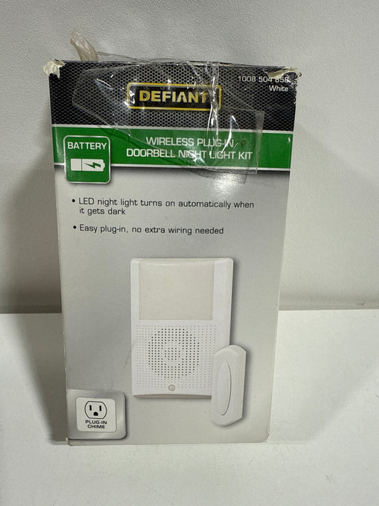 Defiant Wireless Plug-in Doorbell Kit and Wireless Push Button White