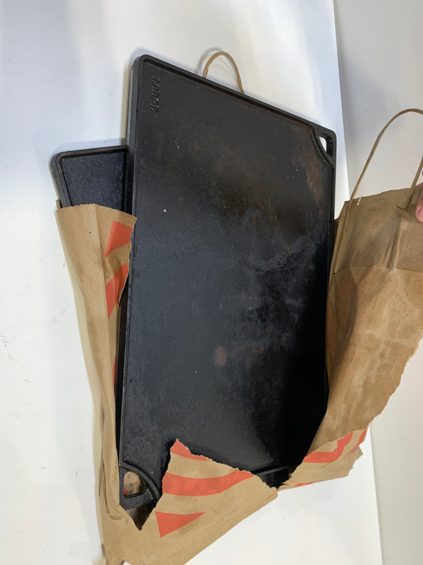 2 Used Lodge Seasoned Cast Iron Double Sided Grill/Griddle