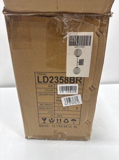 Living District Neri 2-Light Mid-Century Metal Wall Sconce in Brass and White - *Lighting & Electrical