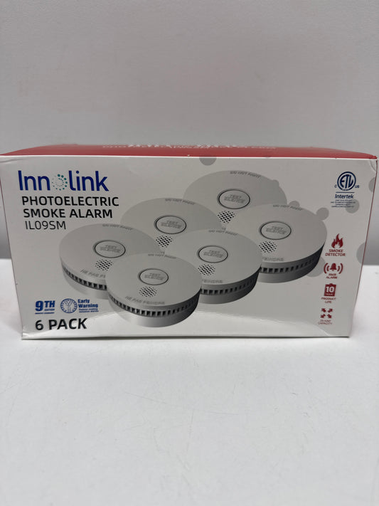 Photoelectric Smoke Detector with 9V Replaceable Battery, 10 Year Product Life , ETL-9th Listed IL09SM, 6-Packs
