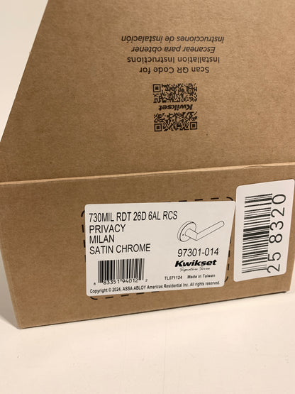 Milan Satin Chrome Round Bed/Bath Reversible Door Handle