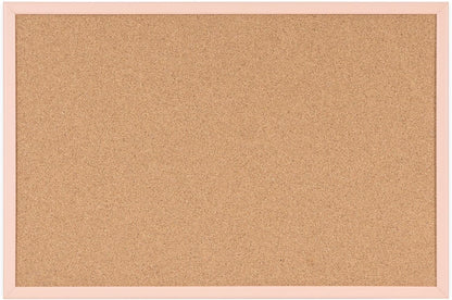 MasterVision Pastel Collection Cork Bulletin Board, Salmon Colored MDF Frame, Self-Healing Cork for Push Pins, 23.62" x 17.72"