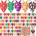 Chunful 120 Pcs Christmas Holiday Dog Bandanas Bulk for with Snowman Santa Claus Reindeer Stockings Adjustable Triangle