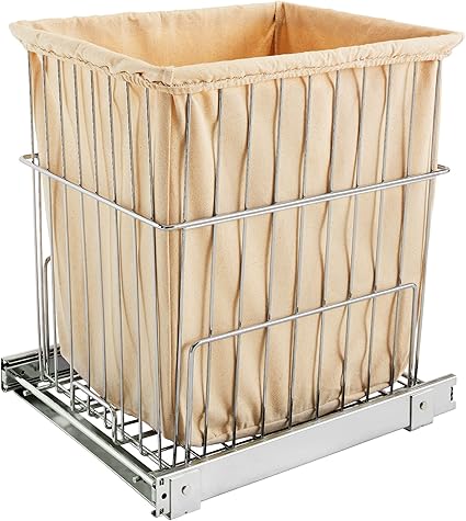 Rev-A-Shelf 20 In Pullout Clothes Laundry Hamper, Steel Mounted, Chrome, HRV-1520 S CR - Hidden Pull Storage Basket