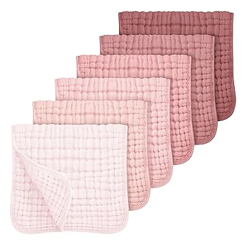 Looxii Muslin Burp Cloths 100% Cotton Muslin Cloths Large 20''x10'' Extra Soft and Absorbent 6 Pack Baby Burping Cloth