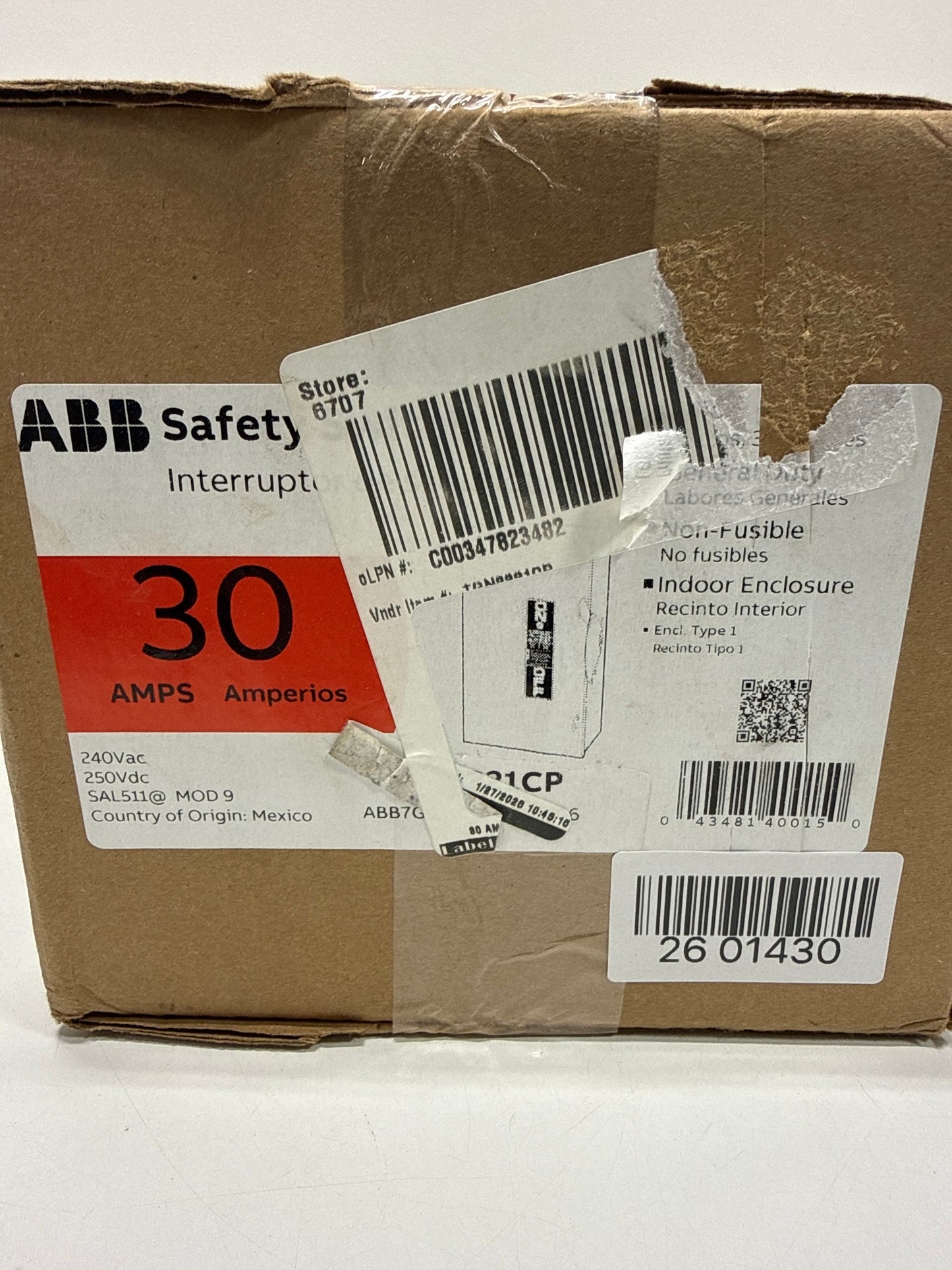 ABB 30 Amp 240-Volt Non-Fuse Indoor Safety Switch (TGN3321CP)