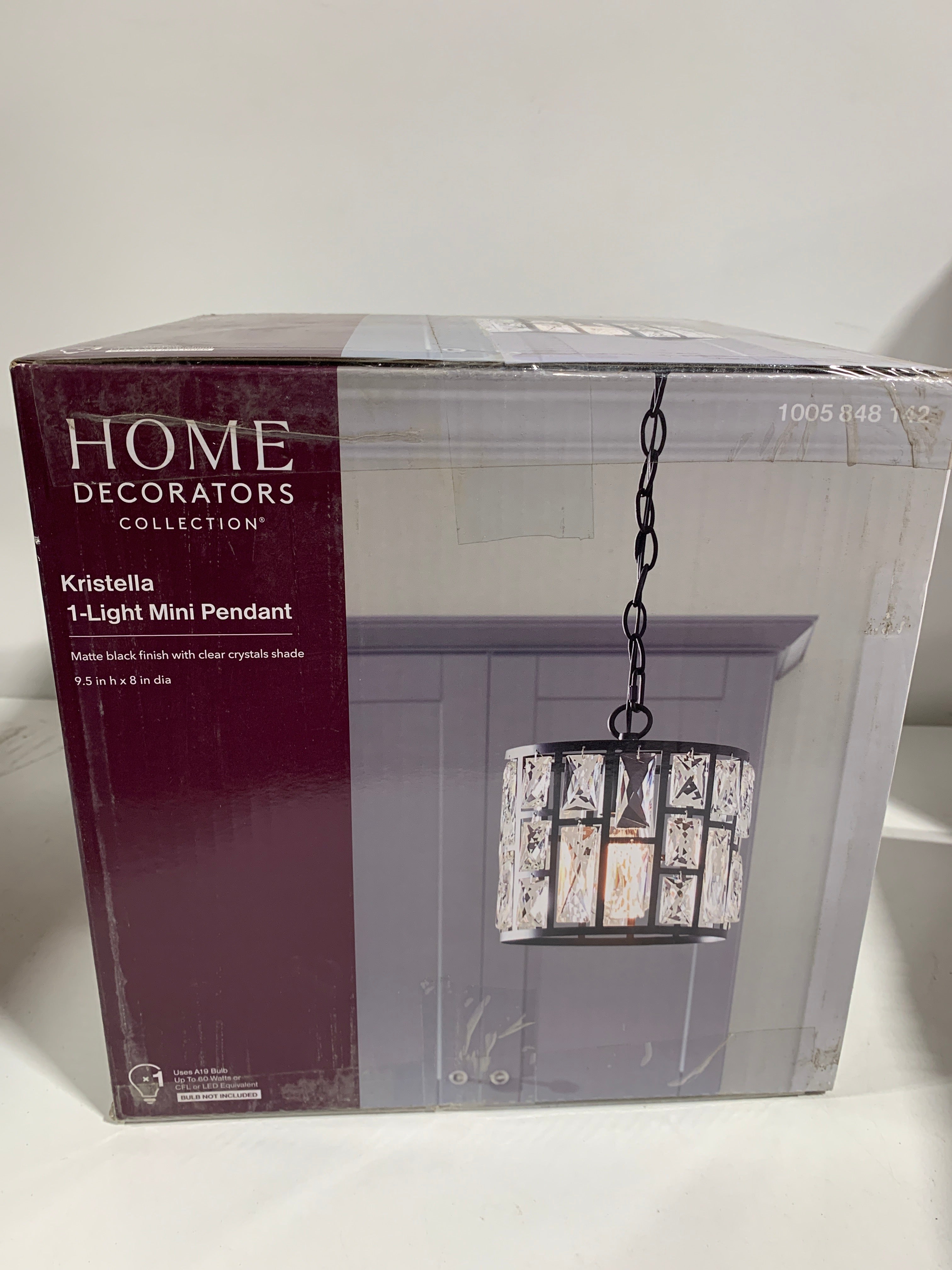 Kristella 1-Light Black Crystal Pendant Light - *Lighting & Electrical