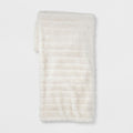 Textured Faux Fur Reversible Throw Blanket Cream - Threshold Soft Cozy for Couch & Bed - *Bedding