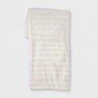 Textured Faux Fur Reversible Throw Blanket Cream - Threshold Soft Cozy for Couch & Bed - *Bedding
