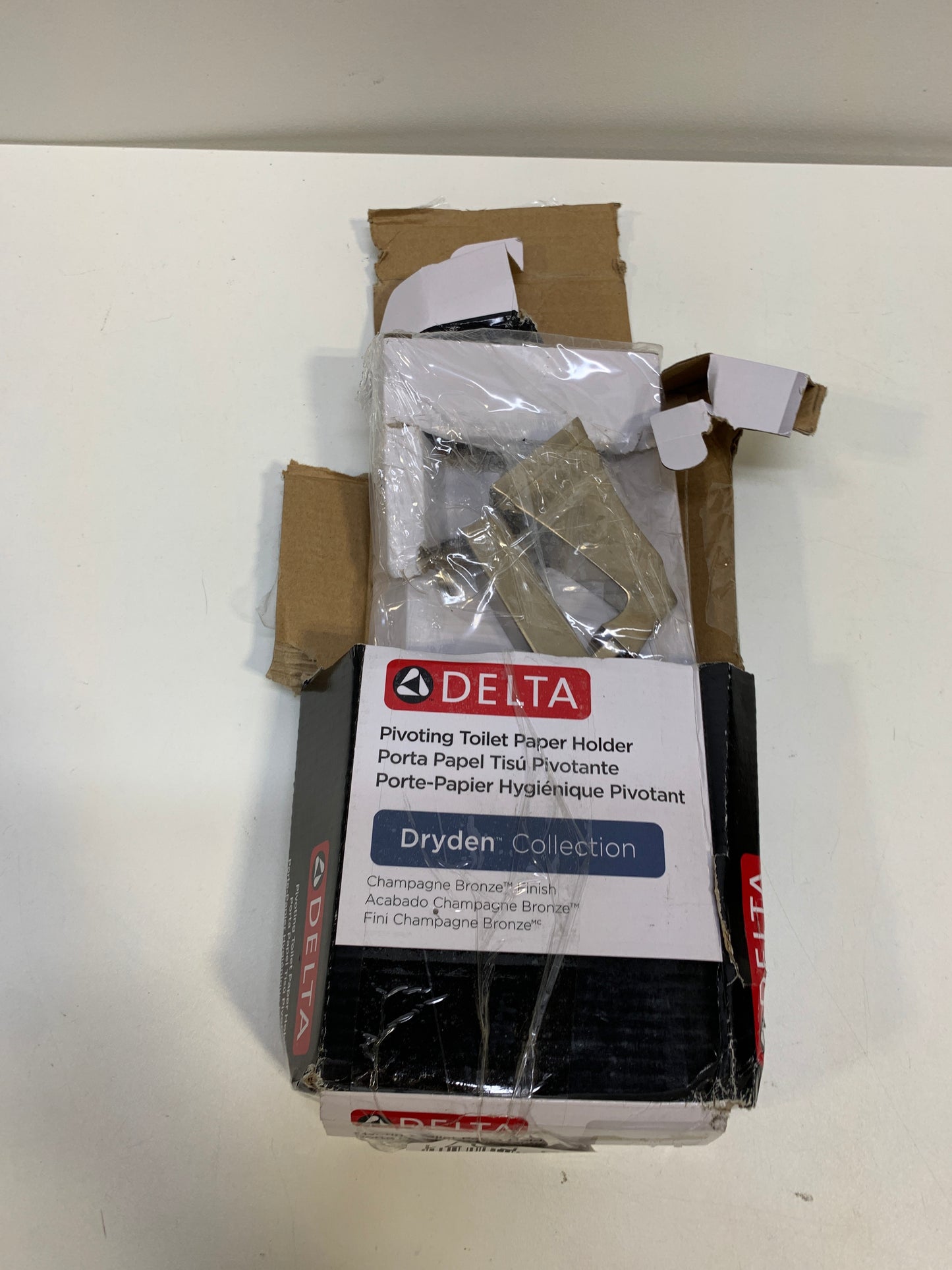 Scratch Delta Dryden Tissue Holder Champagne Bronze