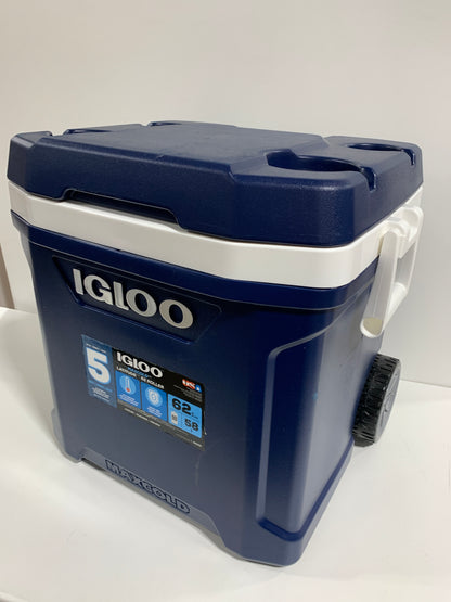 Used See Desc IGLOO MaxCold 58 Litre (62 US QT) Roller Cool Box Ice Cooler 98 Cans