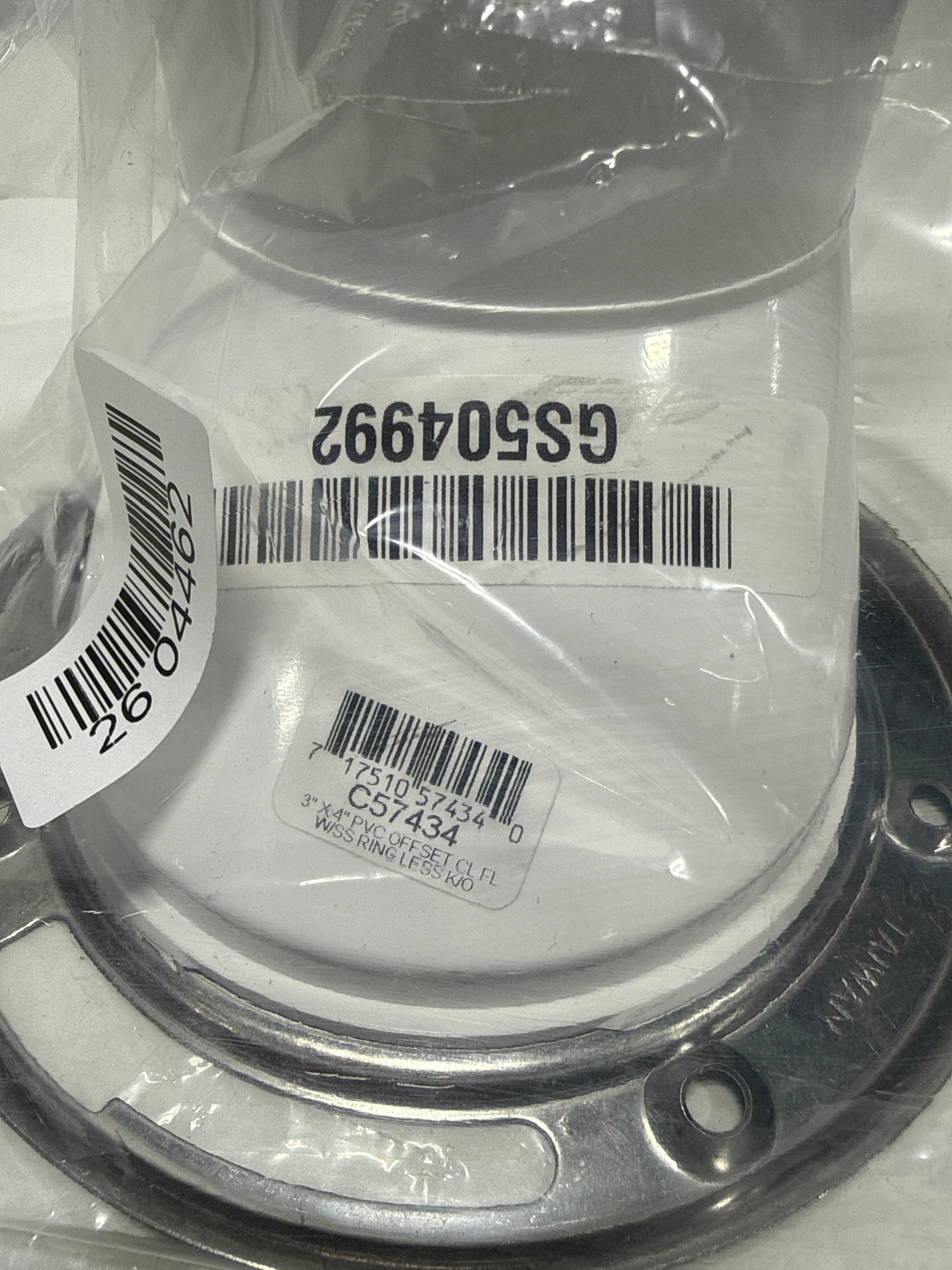 Jones Stephens C57434 3 X 4 Pvc Overall Size Closet Flange W /Ss Ring