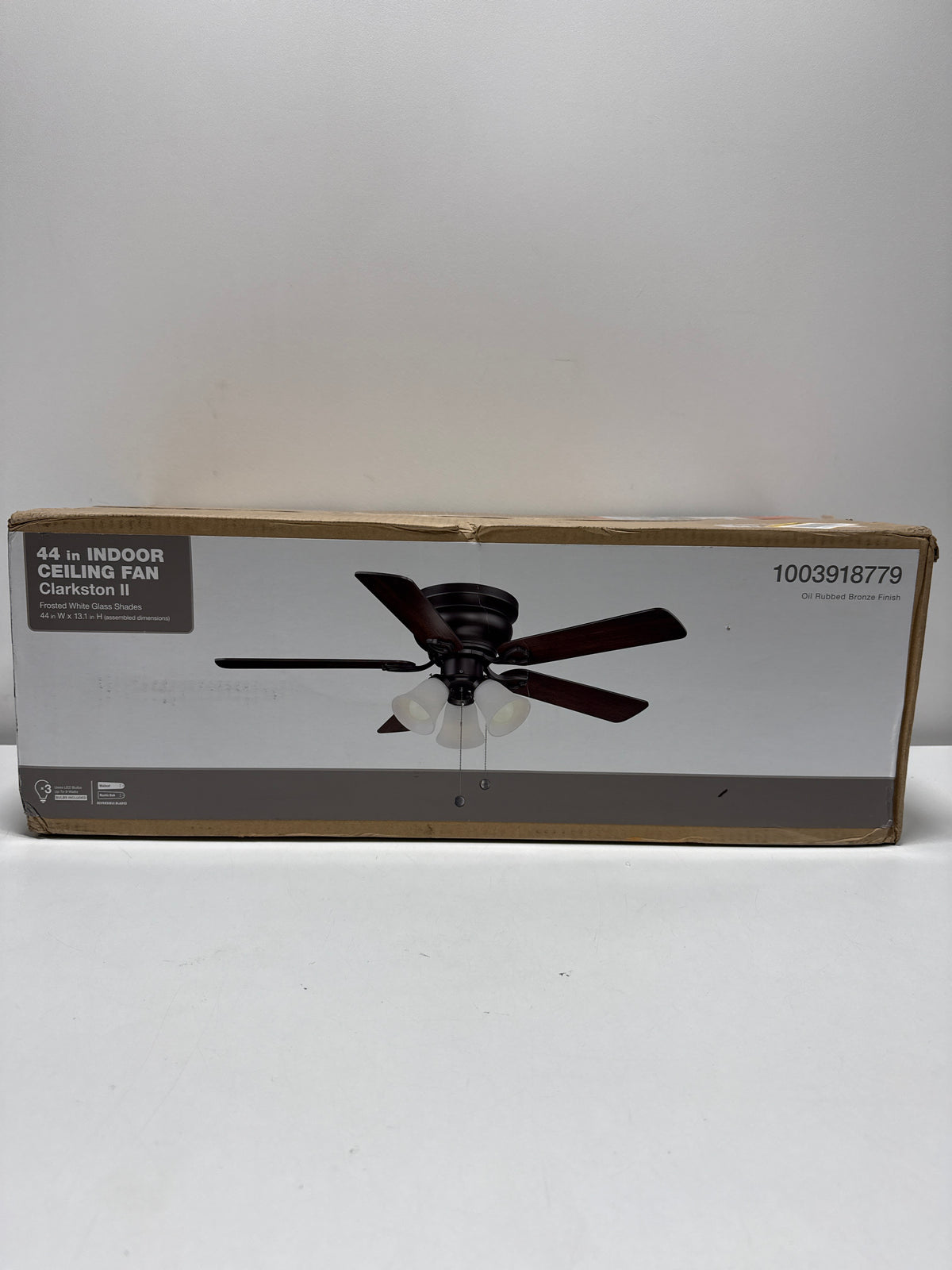Clarkston II 44 in. LED Indoor Oil Rubbed Bronze Ceiling Fan with Light Kit