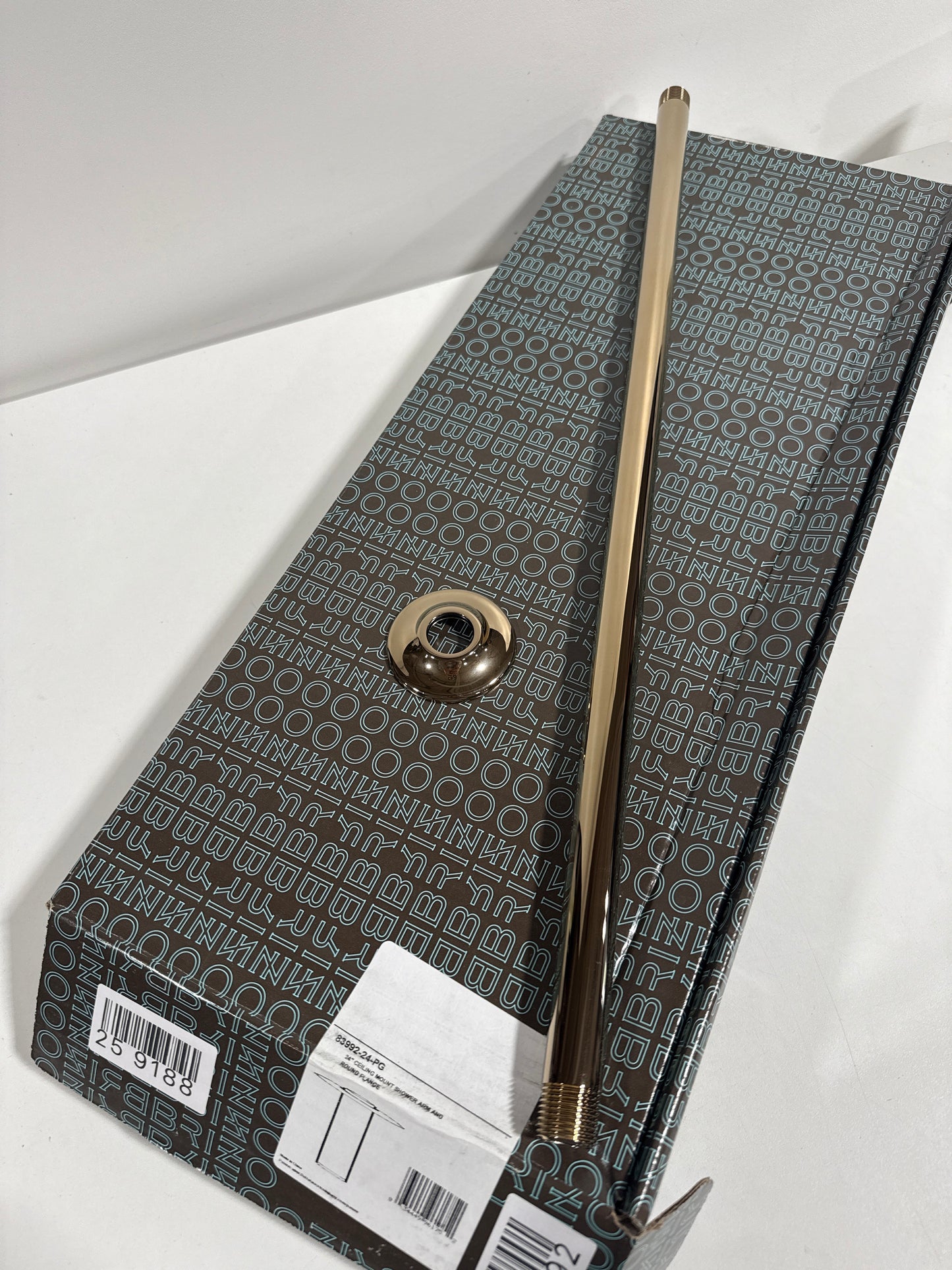 Brizo 83992-24 Essential 24" Ceiling Mounted Shower Arm with Round Flange Polished Gold