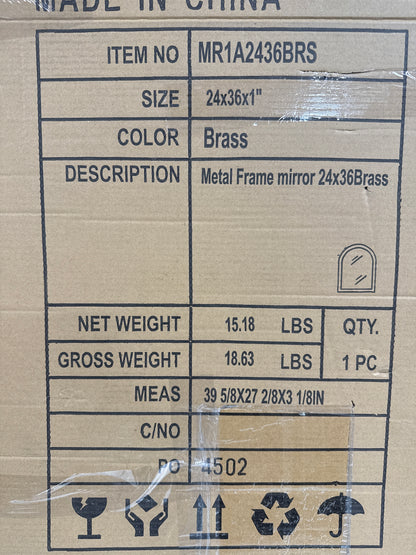 Elegant Decor Metal Frame Arch Mirror 24x36 Inch in Brass