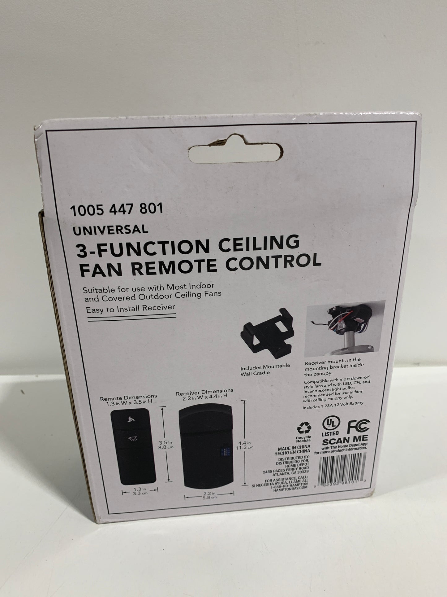 Universal Basic on/Off Ceiling Fan Remote Control (Damp Rated)