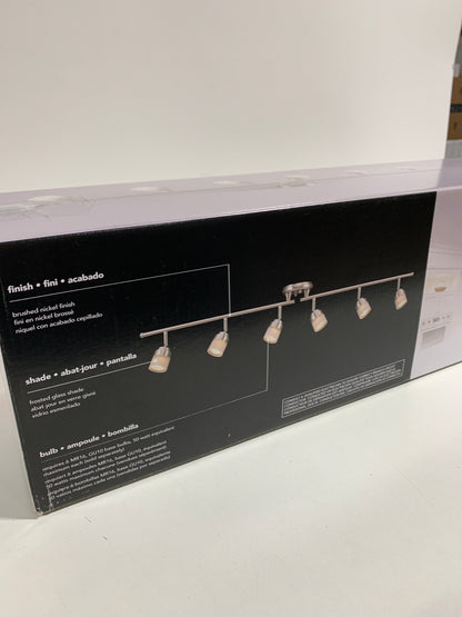 GLOBE Electric 59865 Spence 6-Light Foldable Track Lighting, Brushed Nickel, Frosted Glass Shades