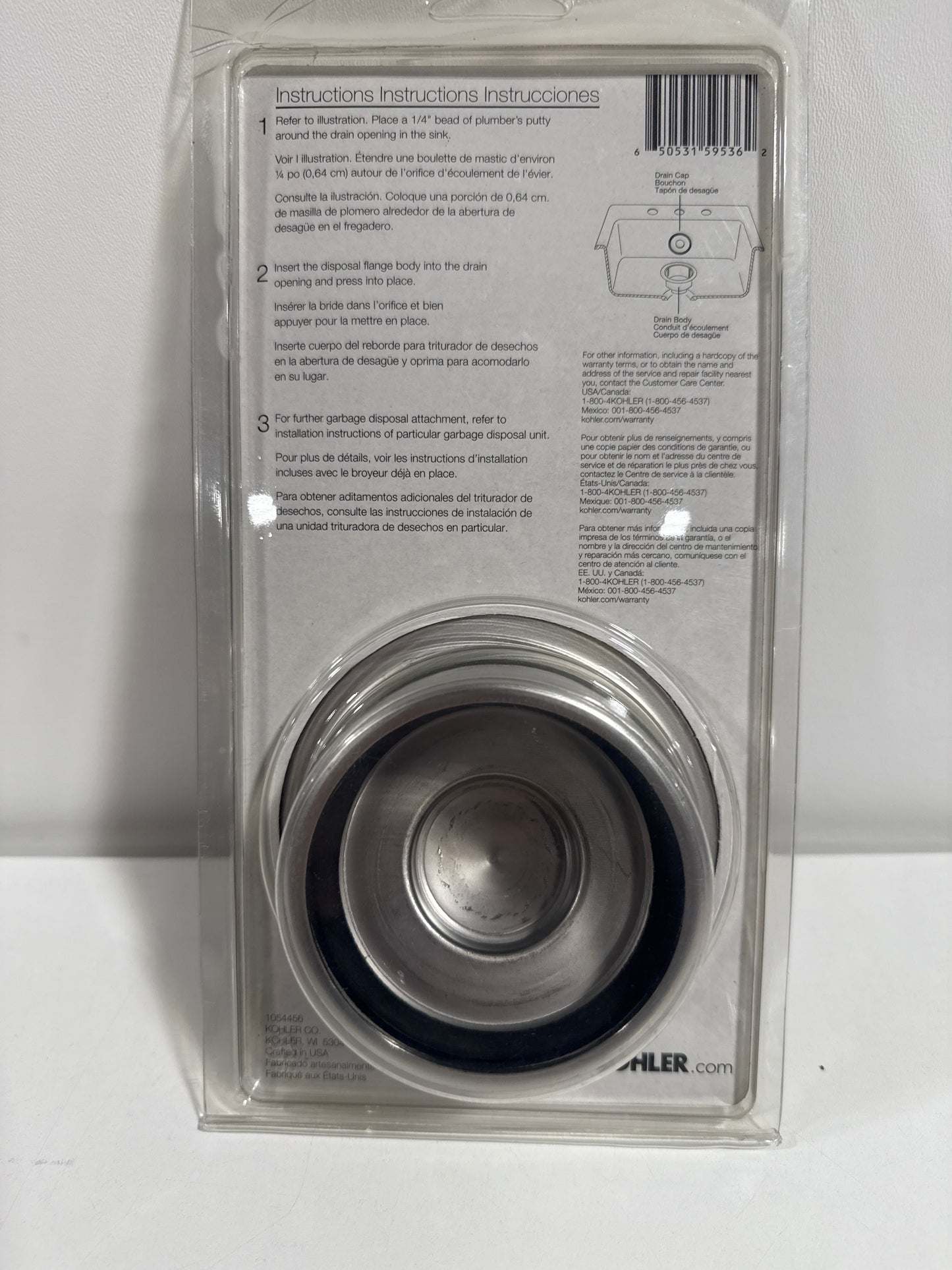 Disposal 4.5 in. Flange with Stopper in Brushed Stainless