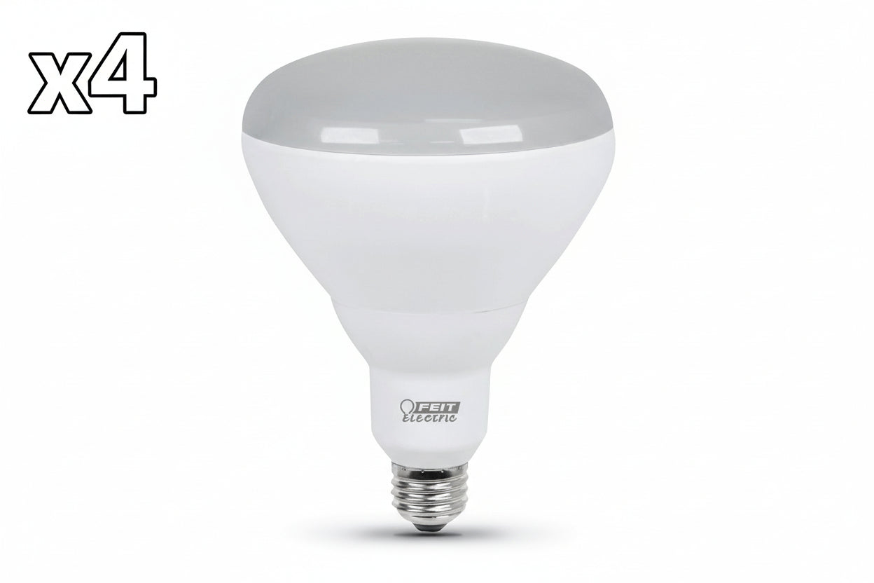 4 x Feit Single 9.4 Watt Dimmable BR40 Medium (E26) LED Bulb - 850 Lumens, 2700K, and 90CRI