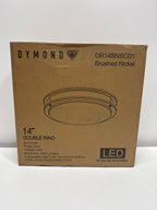 DYMOND 14 LED Ceiling Light Flush Mount Adjustable Color Temperature Dimmable Brushed Nickel Double Ring