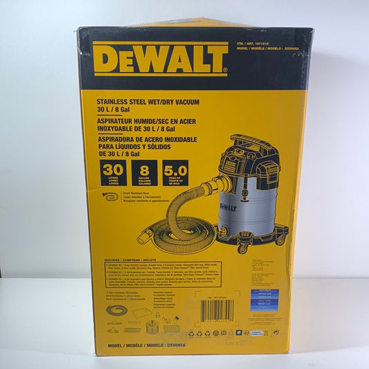 Dewalt DXV08SA Stainless Steel Wet/Dry 8-Gallon 5 HP Vacuum