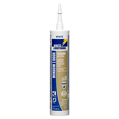 White Lightning W31100010 Silicone Ultra Window & Door Sealant, White, 10 fl. oz.