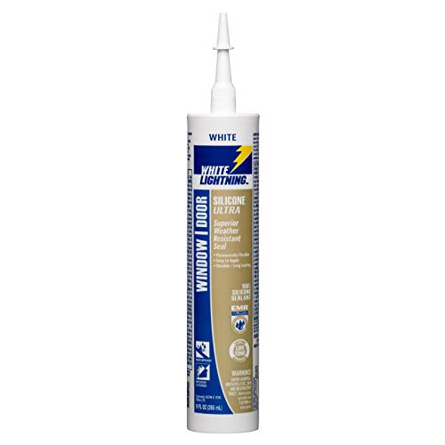 White Lightning W31100010 Silicone Ultra Window & Door Sealant, White, 10 fl. oz.