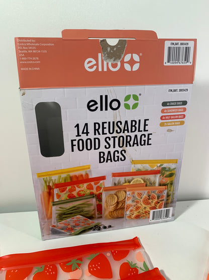 Ello Reusable STANDING Food Storage Bags 11 ct