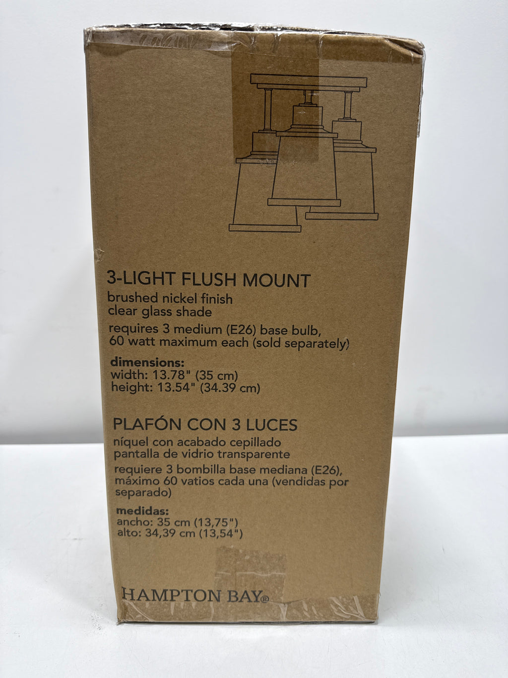 Rigby 15.75 in. 3-Light Brushed Nickel Flush Mount, Farmhouse Ceiling Light