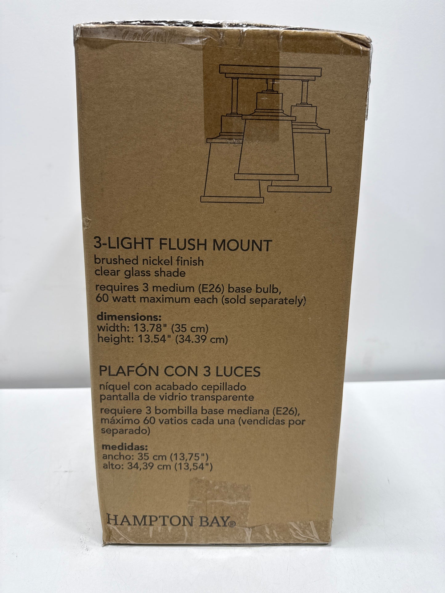 Rigby 15.75 in. 3-Light Brushed Nickel Flush Mount, Farmhouse Ceiling Light