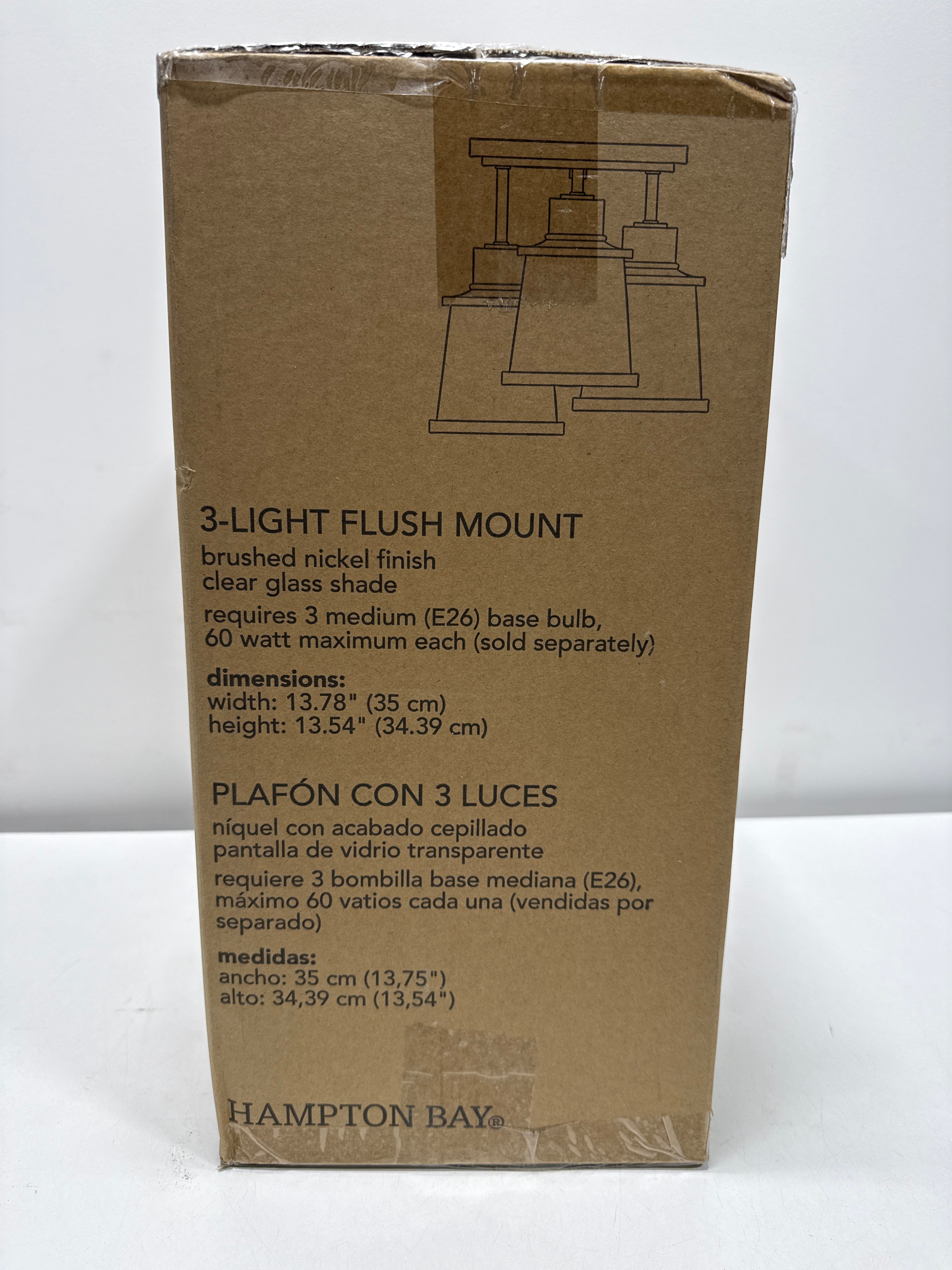Rigby 15.75 in. 3-Light Brushed Nickel Flush Mount, Farmhouse Ceiling Light