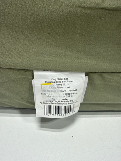 King Solid Performance 400 Thread Count Sheet Set Green - Threshold™: Cotton Sateen Wrinkle-Resistant OEKO-TEX