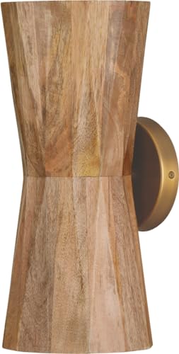 Capital Lighting 651021LW Nadeau 2 Light 6.5 Inch Light Wood and Patinaed Brass Sconce Wall Light