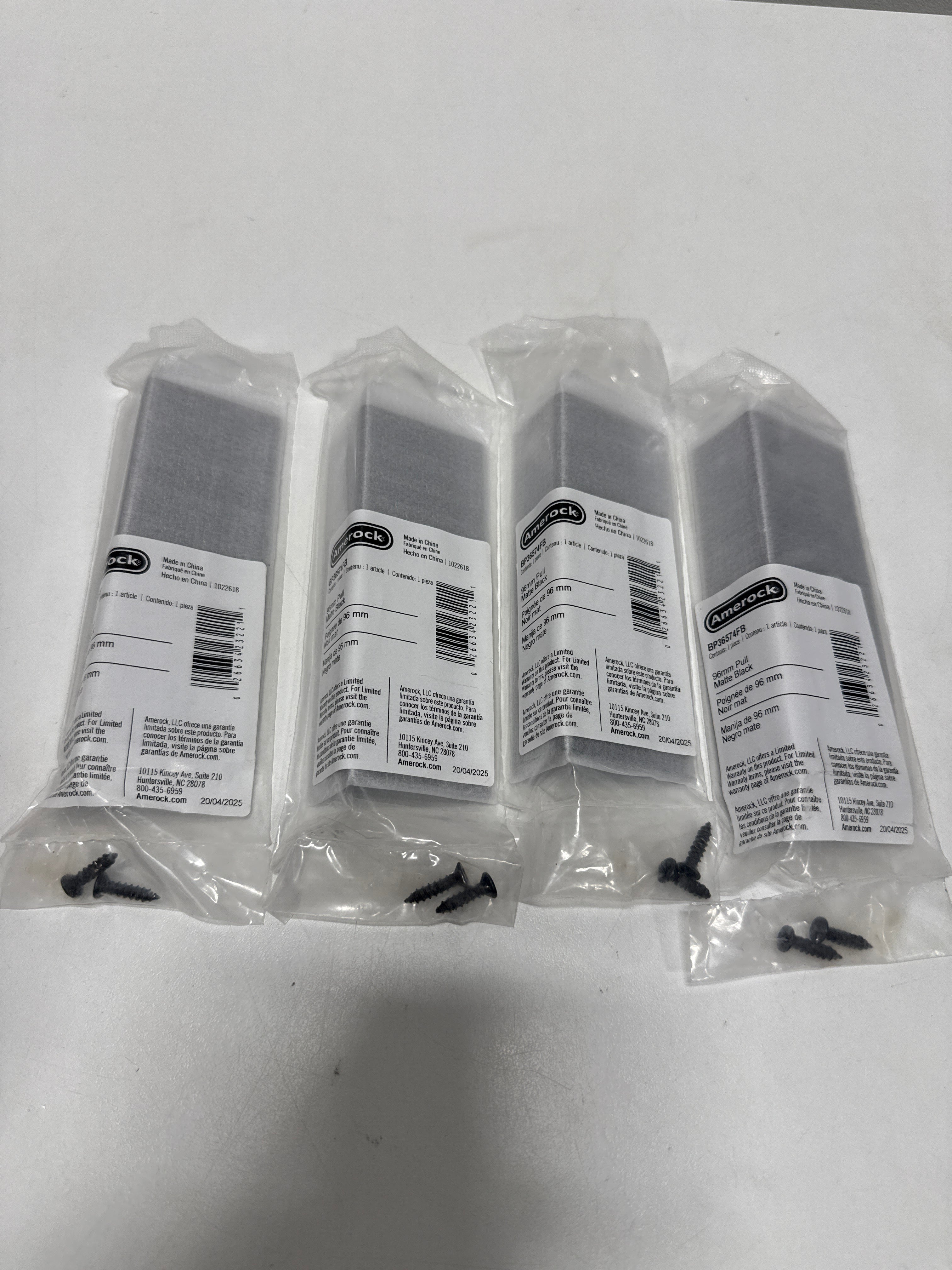 4 x Amerock BP36574 Edge Pull 4-1/2 Inch Long Finger Cabinet Pull Matte Black