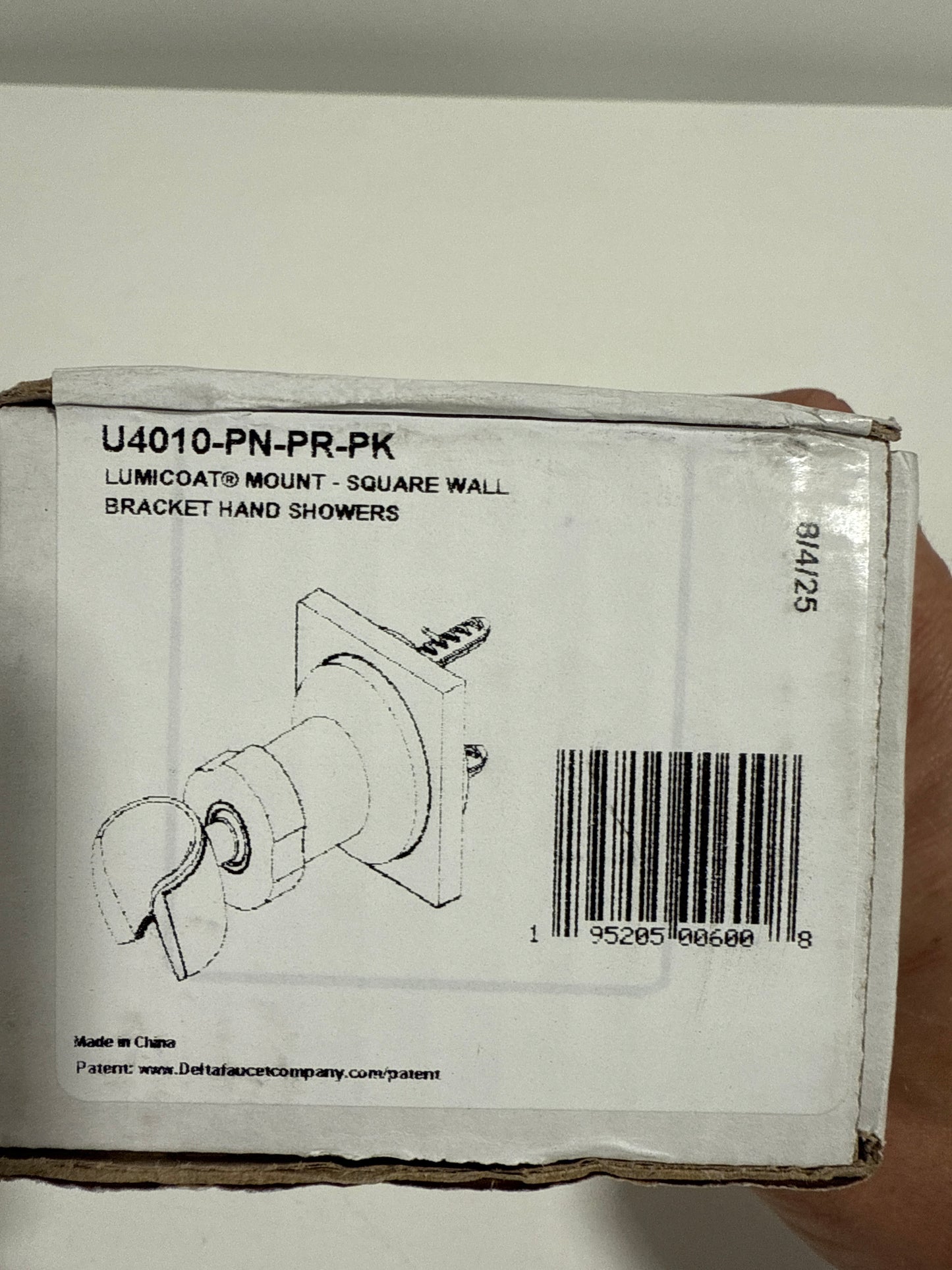 Delta U4010-PK Square Adjustable Wall Mounted Hand Shower Holder Lumicoat Polished Nickel