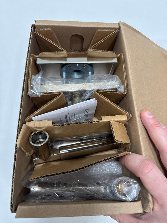 Baldwin FD.RID.R.CFR Riddling Non-Turning Two-Sided Dummy Door Lever Set with Contemporary 5" Rose from the Reserve Collection Lifetime Polished