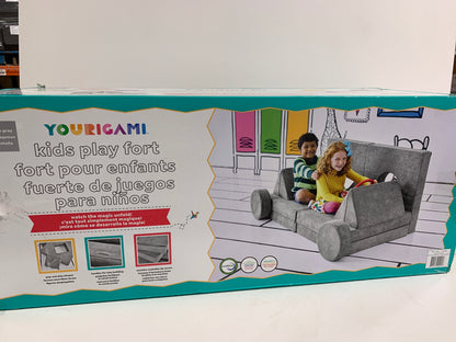 Yourigami Kids Convertible Play Fort Mountain Gray