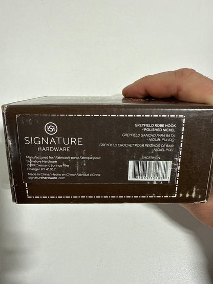 Signature Hardware 948293 Greyfield Single Robe Hook Polished Nickel Bathroom Hardware