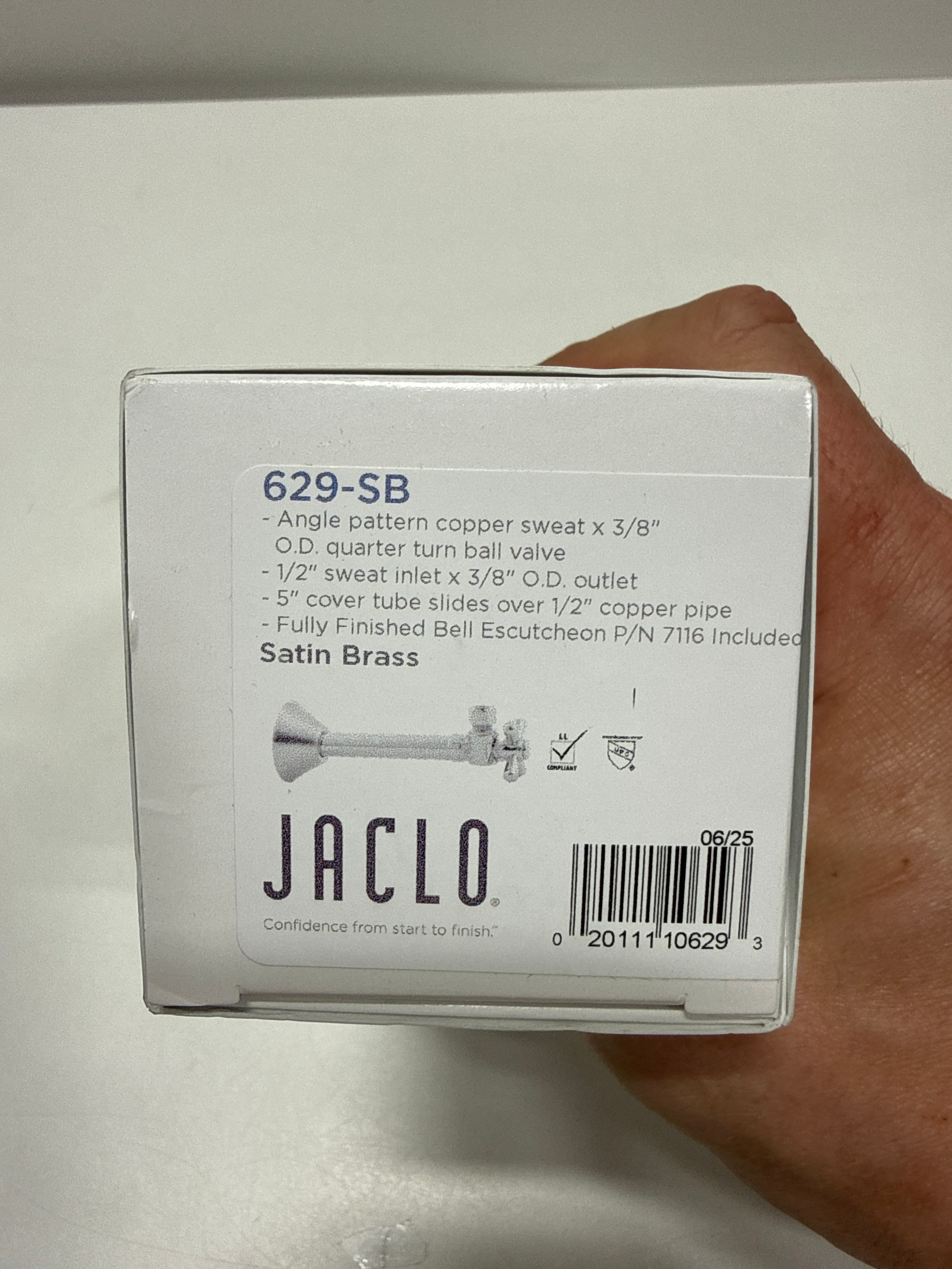 Jaclo 629-SB 1/2" SWT x 3/8" OD Angle Extension Stop, Satin Brass