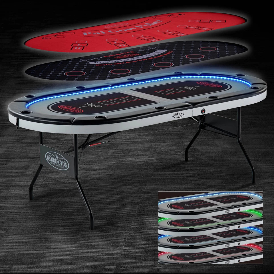 Barrington 10-player Poker Table with LED Lights