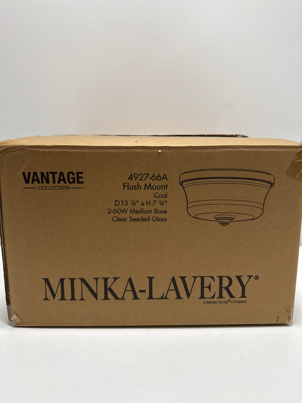 Minka Lavery 4927-66A Shyloh Flush Mount, 2-Light, 120 Total Watts, 13.75-in H x 7.75-in W, Coal Black