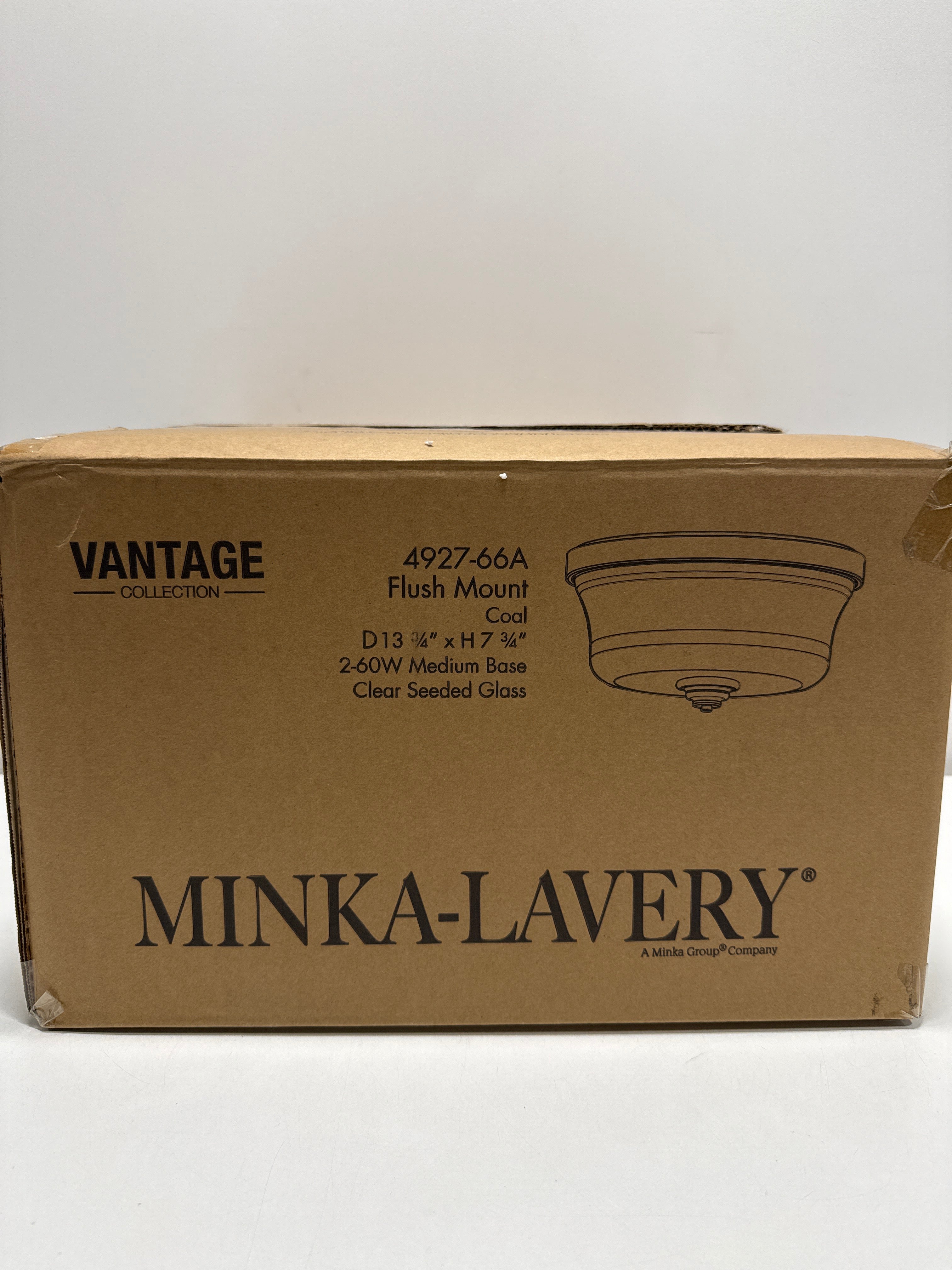 Minka Lavery 4927-66A Shyloh Flush Mount, 2-Light, 120 Total Watts, 13.75-in H x 7.75-in W, Coal Black